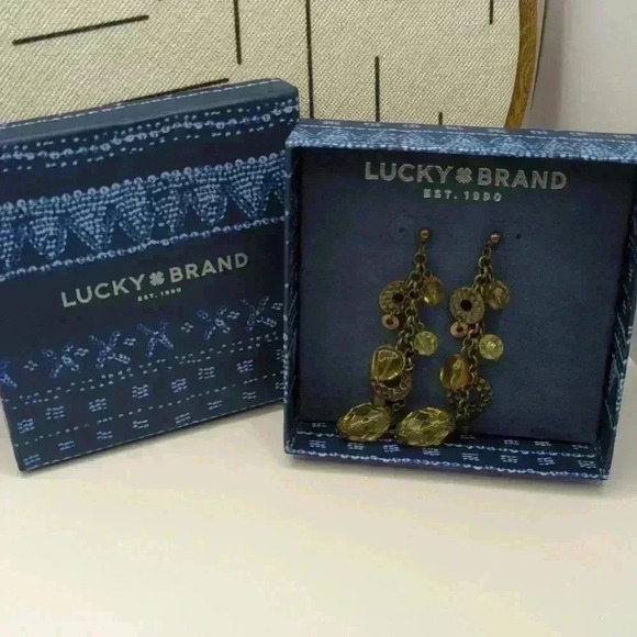 Lucky Brand Tassel Jewel and bronze metal Charm Drop Earrings New push back - Picture 6 of 7